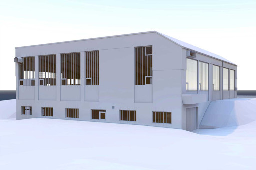 Wallis, Gebäudevermessung Ruedi Rüssel Tankstelle, 3D-Modell, HMQ AG