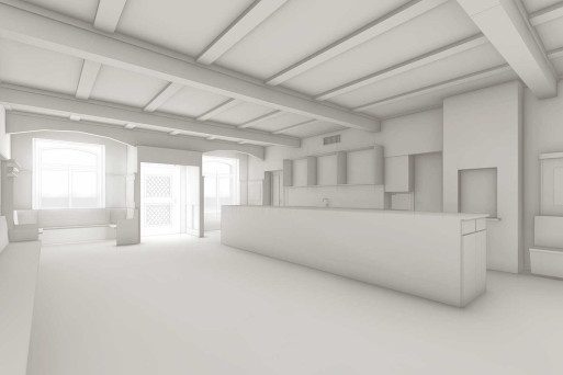 3D-Modell, Gebäudeaufnahme vom Restaurant Bären in Zug, HMQ AG