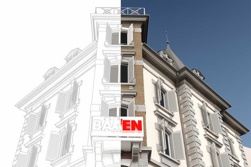 3D-Modellierung, Gebäudeaufnahme vom Restaurant Bären in Zug, HMQ AG
