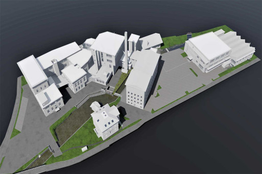 Gebäudeaufnahme, Fabrikensemble in Wetzikon ZH, 3D-Modell, HMQ AG