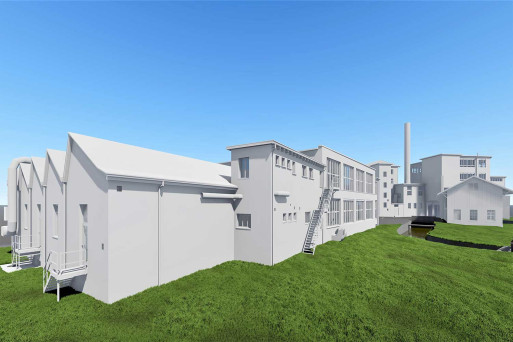 Gebäudevermessung, Fabrikensemble in Wetzikon ZH, 3D-Modell, HMQ AG