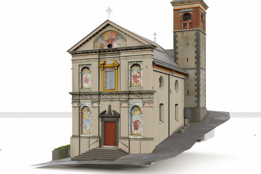 Lain in Graubünden, Kirche St. Luzi, 3D-Modell mit Texturierung, HMQ AG