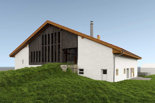 3D-Modell, Bauernhaus im Jura, Gebäudeaufnahme, HMQ AG