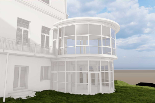 Minusio TI, Gebäudeaufnahme 3D-Modellierung vom Hotel Esplanade, HMQ AG