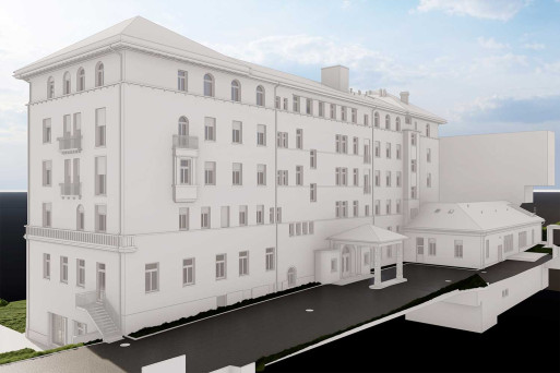 Minusio TI, Gebäudevermessung 3D-Modell vom Hotel Esplanade, HMQ AG