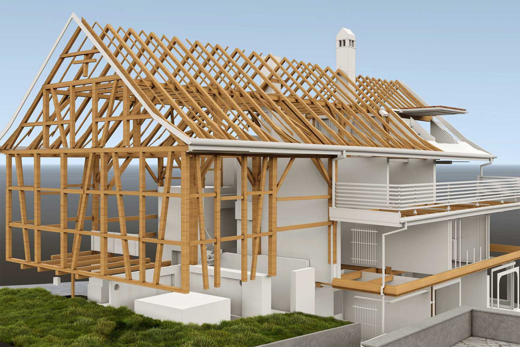 Gebäudeaufnahme Liegenschaft in Berneck, Wohnhaus mit Scheune 3D-Tragkonstruktion, HMQ AG