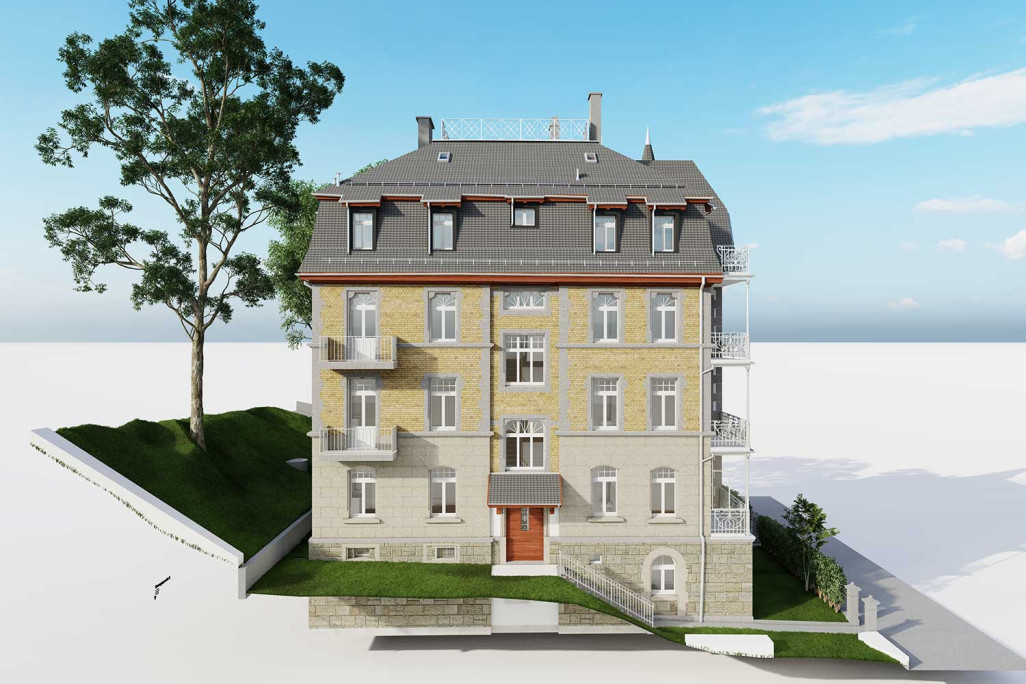 Zürich, Herrschaftsvilla, Gebäudevermessung 3D-Fassade, HMQ AG