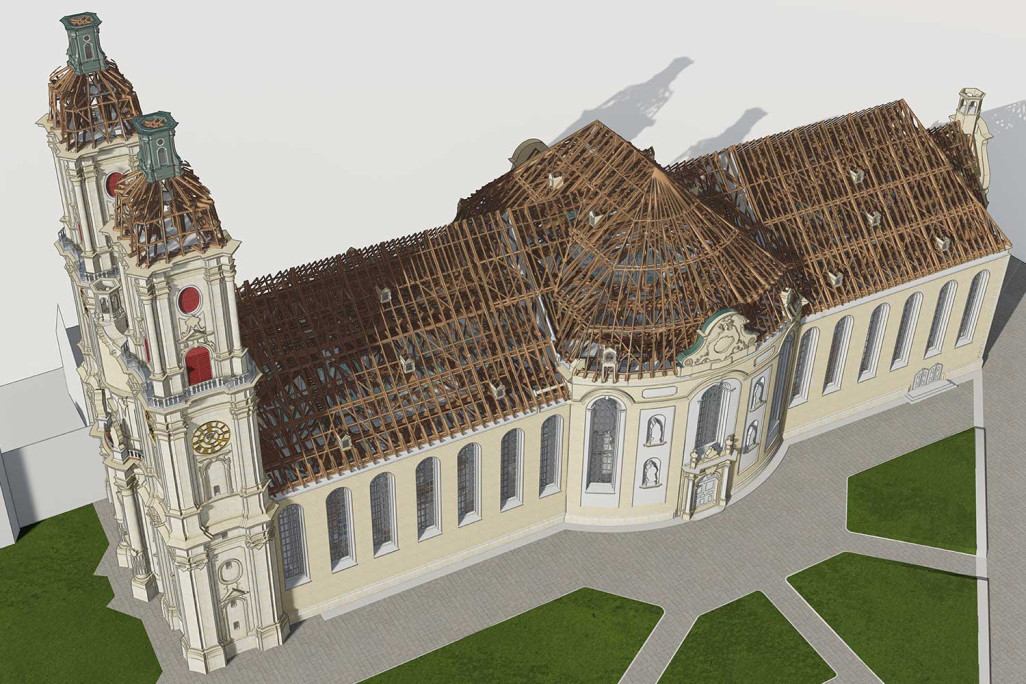 St. Gallen, Kathedrale Stiftsbezirk Gebäudevermessung 3D-Dach, HMQ AG