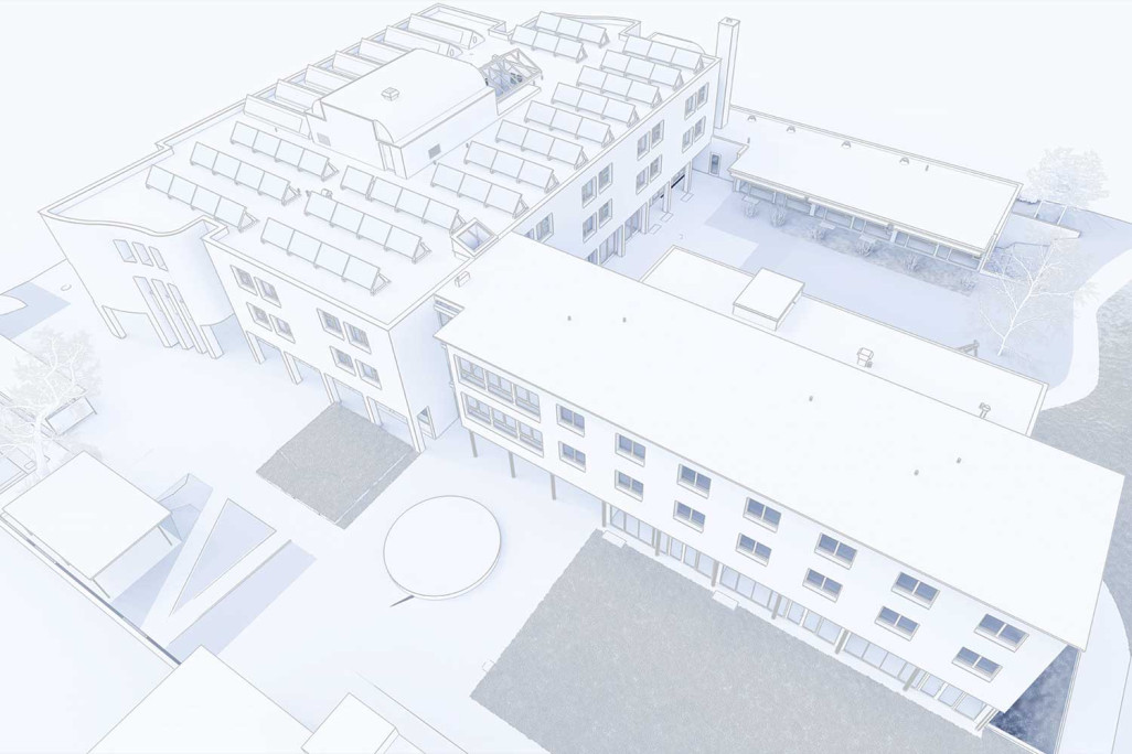 3D-Modell von der Dachaufsicht, Arwo Stiftung im Kanton Aargau, HMQ AG