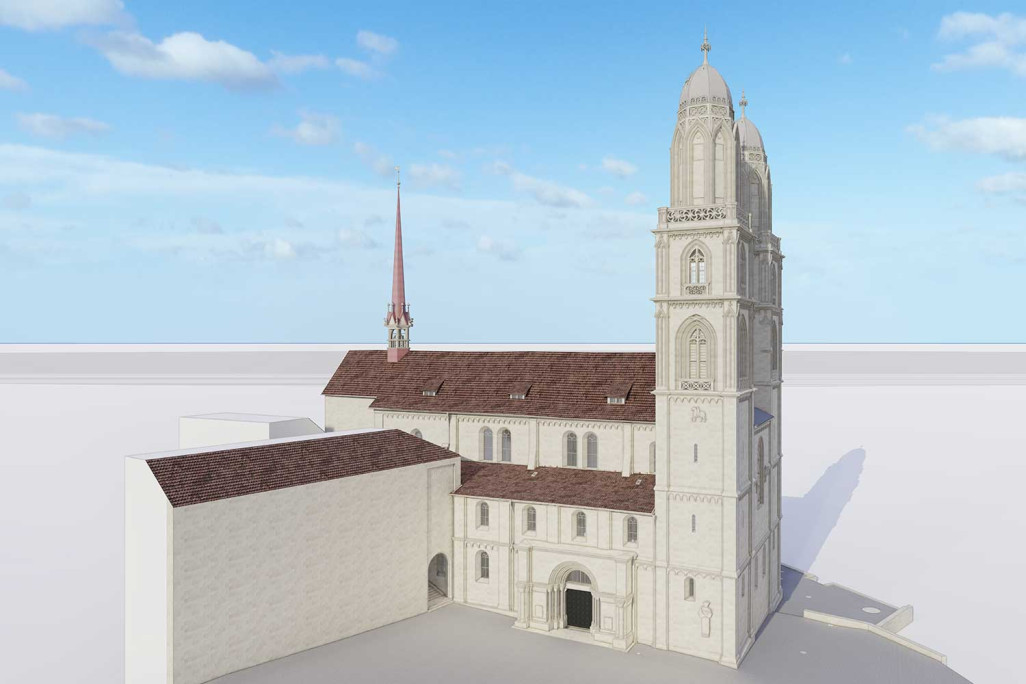 3D-Modellierung vom Grossmünster in Zürich, HMQ AG