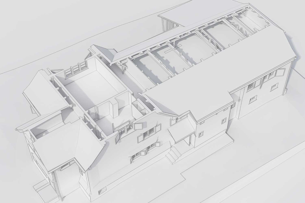Schnitt durch 3D-Modell vom Jennyhaus im Toggenburg, HMQ AG