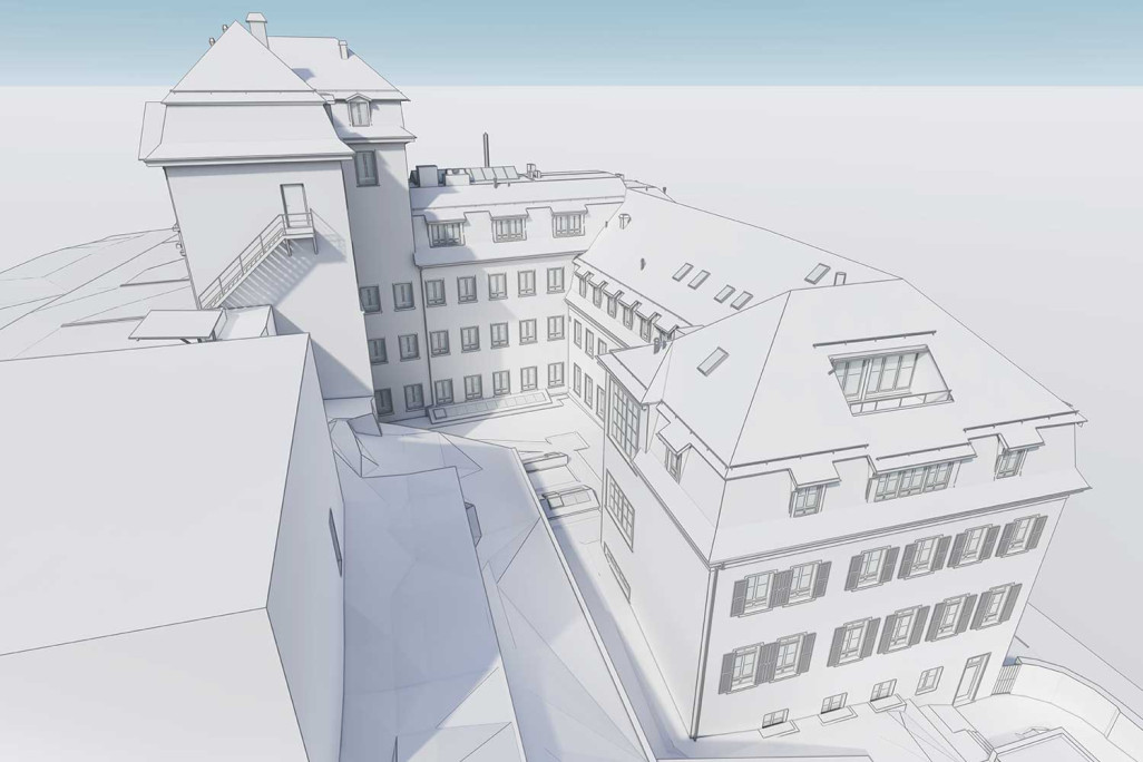 3D-BIM-Modell von der Rehabilitationsklink in Baden, HMQ AG