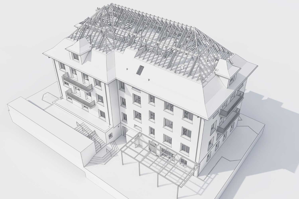 Schulhaus von dem Heilpädagogischen Zentrum in Hagendorn als 3D-Modell, HMQ AG