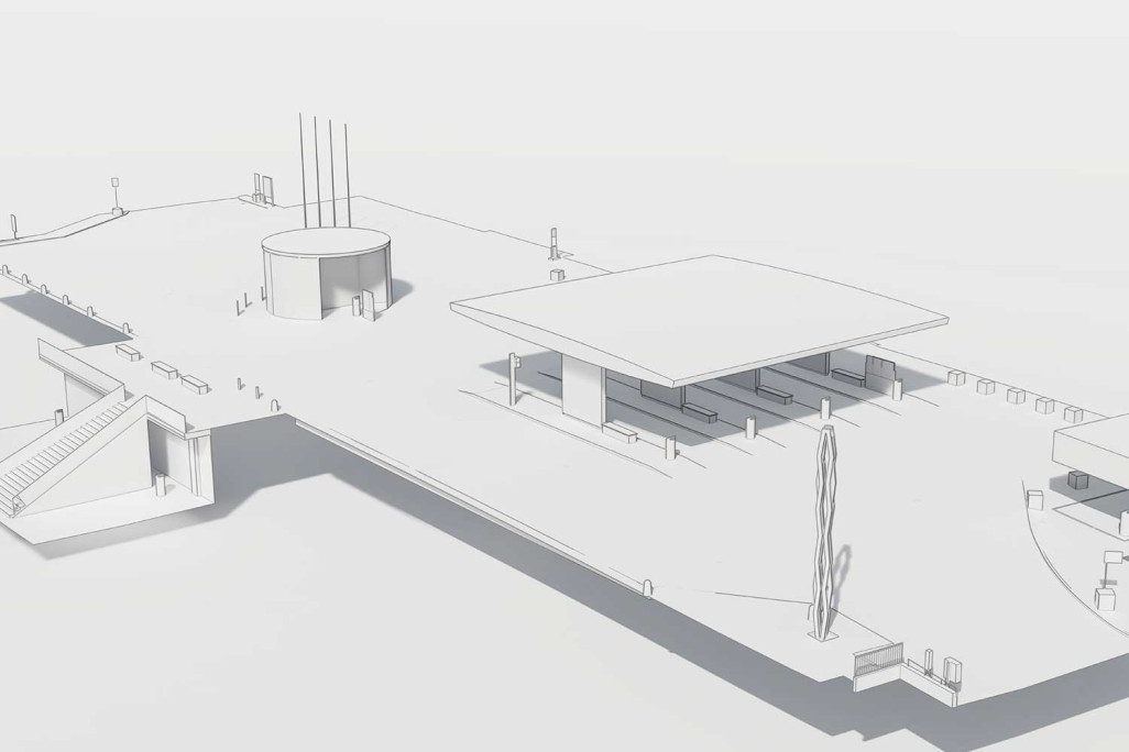 Laserscanning und 3D-Modellierung von der Busstation Ost am Bahnhof in Baden, HMQ AG