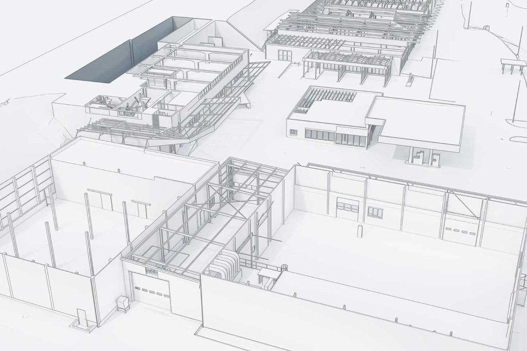 Schnitt durch 3D-Modell von Landi Areal in Gelterkinden, HMQ AG