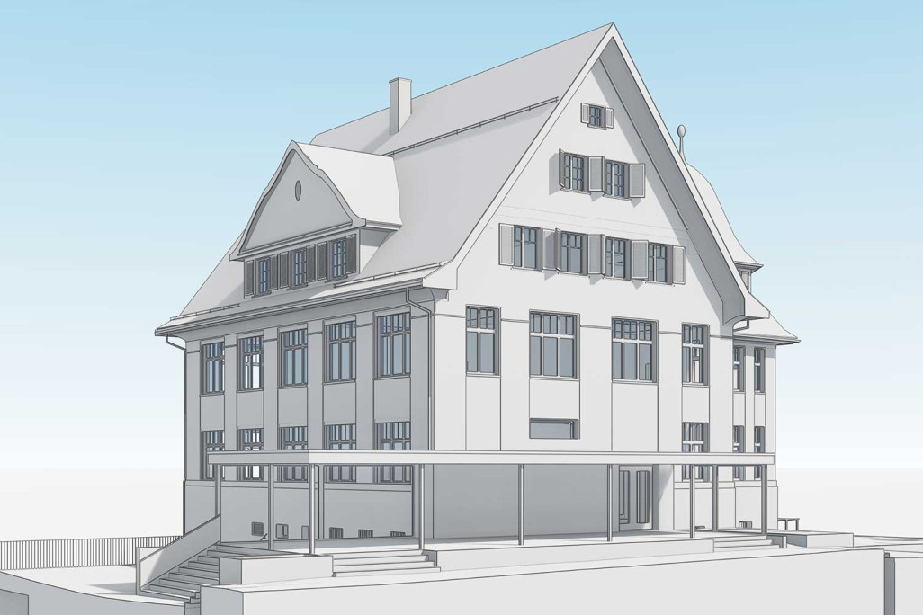 3D-BIM-Modell von Schulhaus Gallus in Mörschwil, HMQ AG