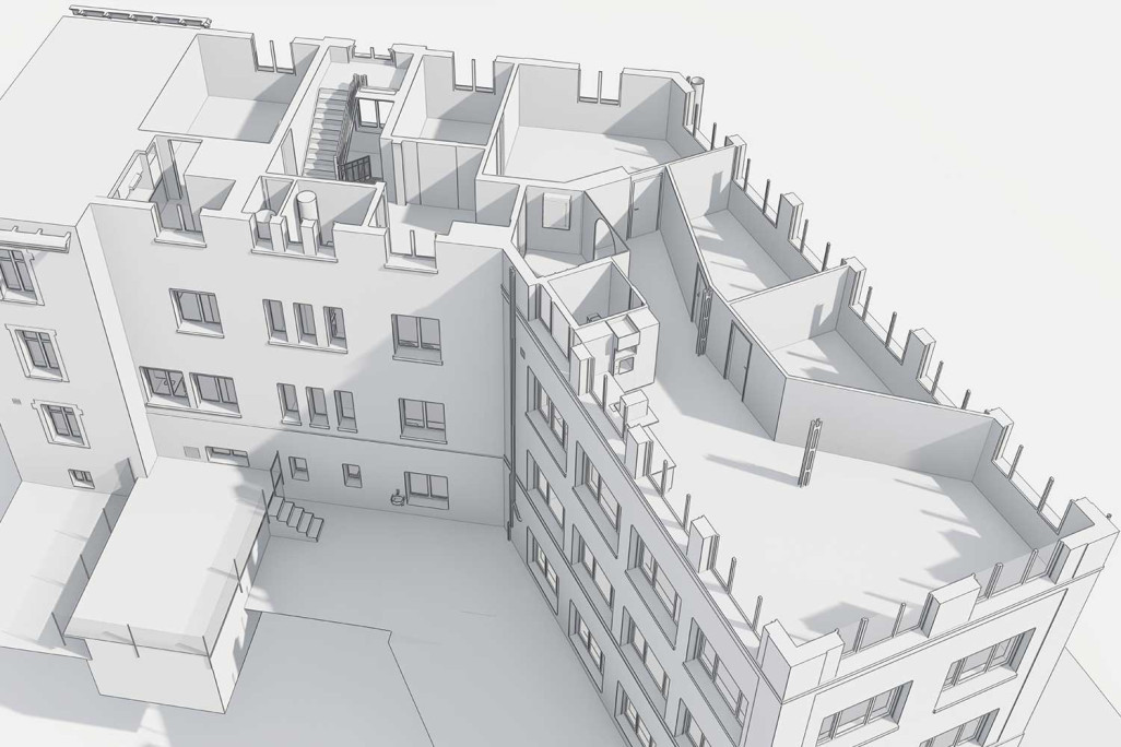 Grundriss durch 3D-Modell von Wohn- und Geschäftsgebäude in Biel, HMQ AG