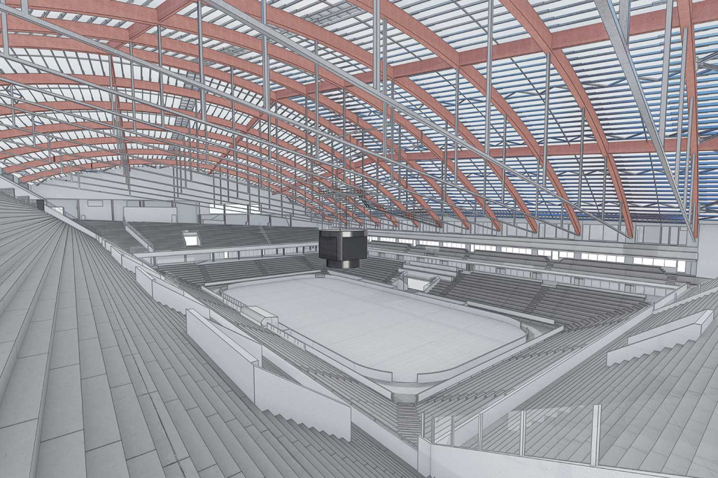 Bern BE, PostFinance-Arena, 3D-Modell, HMQ AG