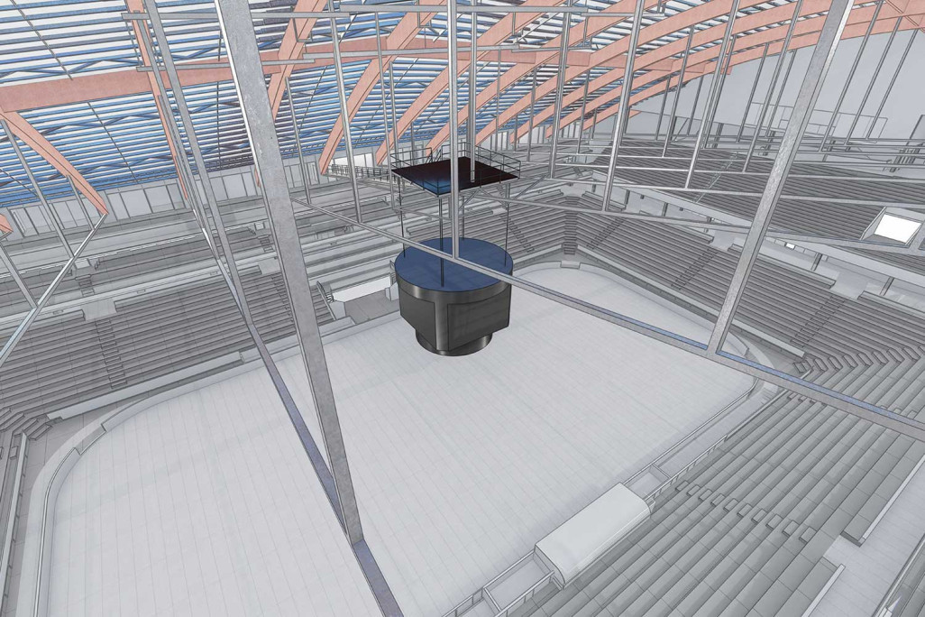 Bern BE, PostFinance-Arena, 3D-Modellierung des Eisstadions, HMQ AG