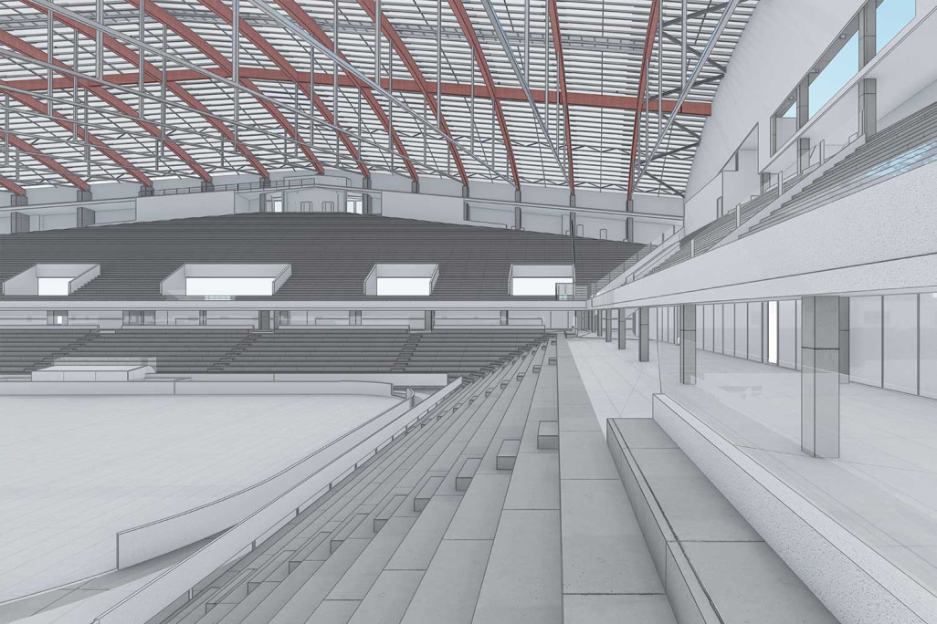 Bern BE, PostFinance-Arena, 3D-Modellierung, HMQ AG