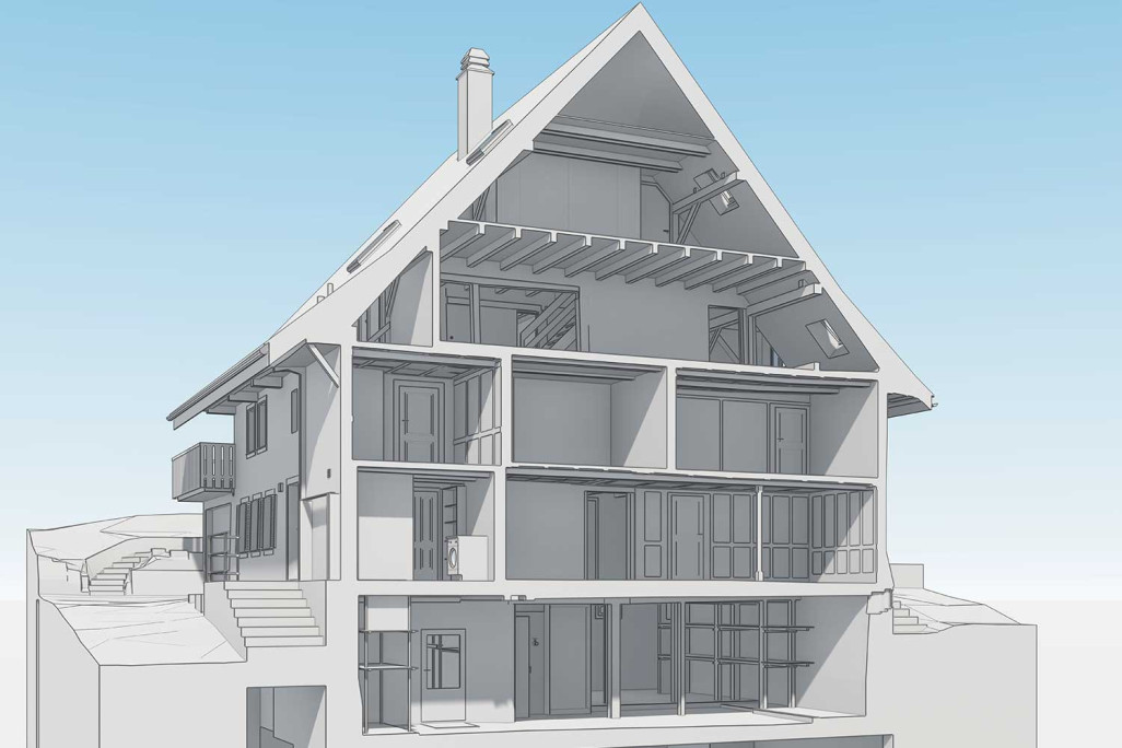 3D-Modellierung mit ArchiCAD von Bauernhaus in Walchwil, HMQ AG