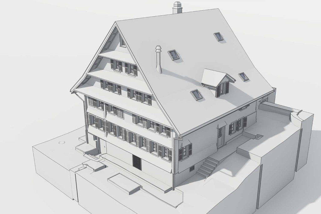 3D-BIM-Modell von Bauernhaus in Walchwil, HMQ AG