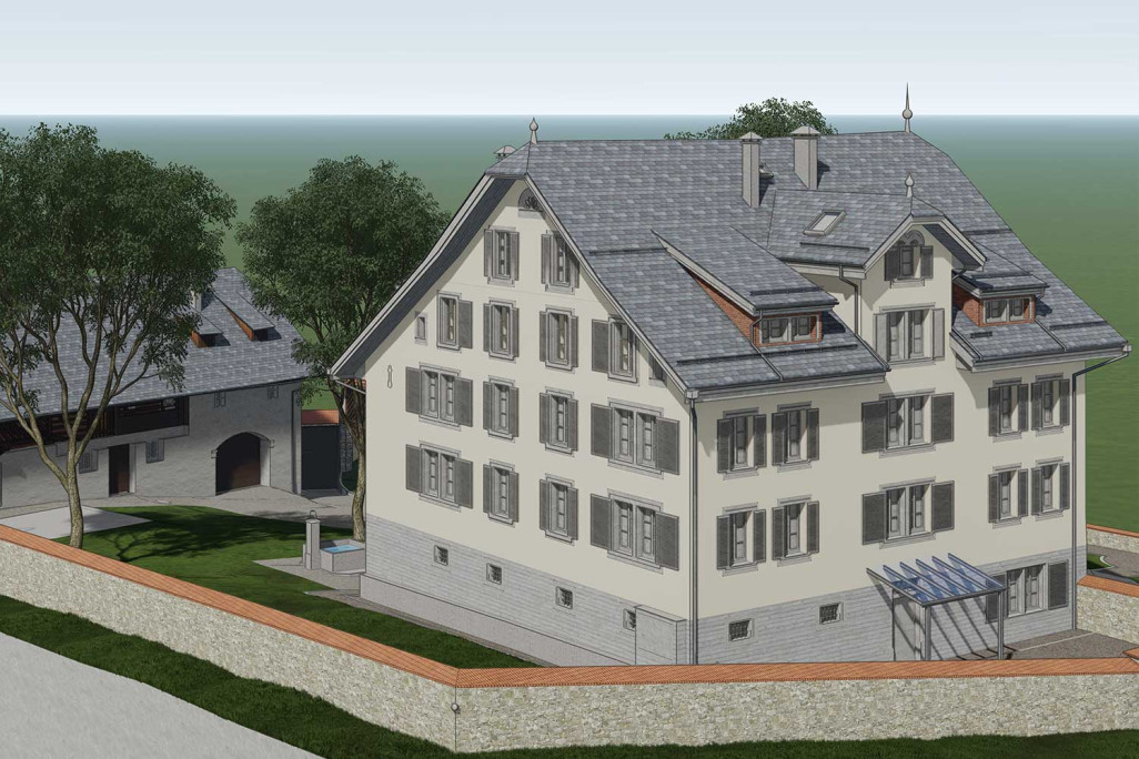 Herrenhaus als 3D-Modell vom Mittleren Feldi in Schwyz, HMQ AG