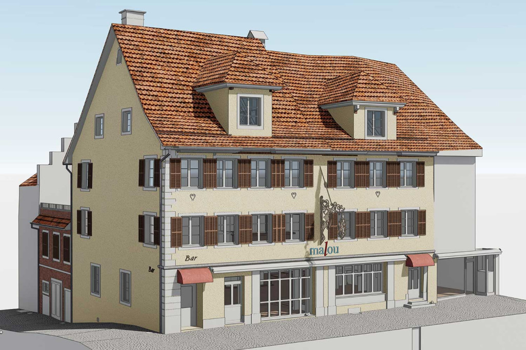 Gasthof Löwen in Sursee als digitaler Zwilling in 3D, HMQ AG