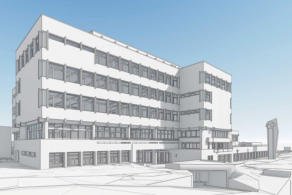 Architekturvermessung von Gewerbliche Berufsschule (GBC) in Chur, HMQ AG