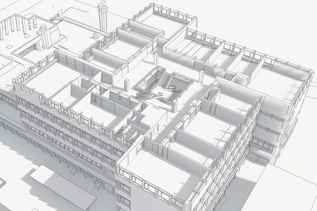 3D-Grundriss von Gewerbliche Berufsschule (GBC) in Chur, HMQ AG