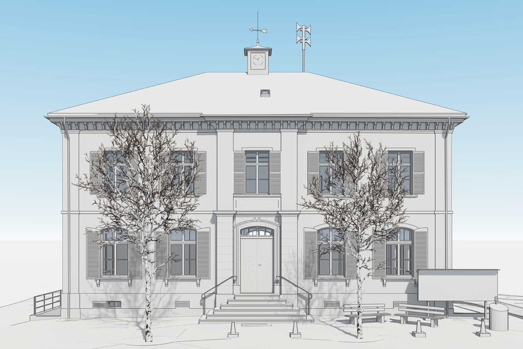 Architekturvermessung mit 3D-Laserscanning von Schulhaus in Salenstein, HMQ AG