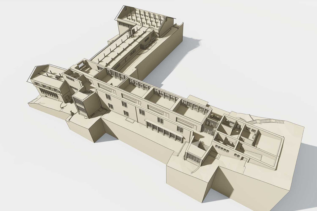 3D-Grundriss von Schulhaus Käferholz in Zürich, HMQ AG