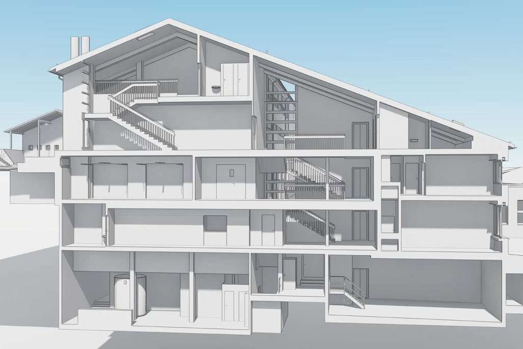 3D-Schnitt von der Schulanlage Rietli in Schöfflisdorf, HMQ AG