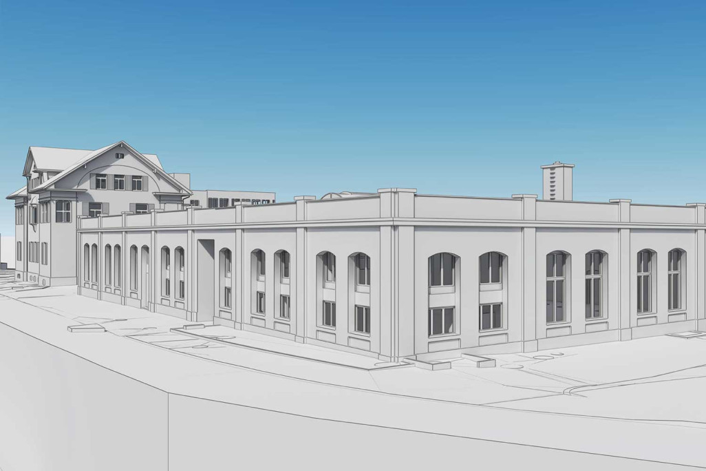 Gebäudeaufnahme und 3D-Modellierung von Industrieareal in Wetzikon, HMQ AG