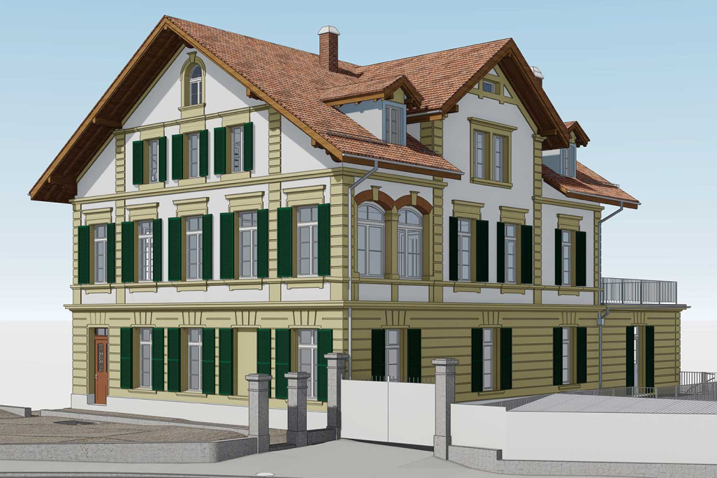 Gebäudeaufnahme und 3D-Modellierung von Wohn- und Geschäftshaus in Bern, HMQ AG