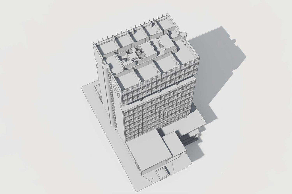 Gebäudevermessung und 3D-Modellierung von Telli Hochhaus in Aarau, HMQ AG