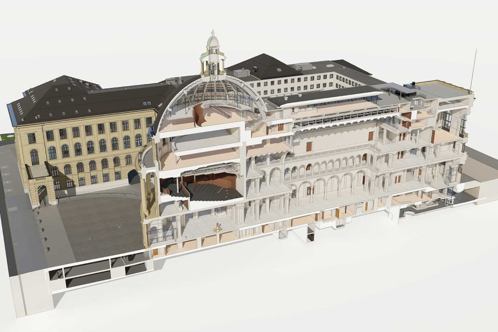 ETH Zürich Hauptgebäude, Gebäudeaufnahme BIM-Modell 3D-Schnitt, HMQ AG