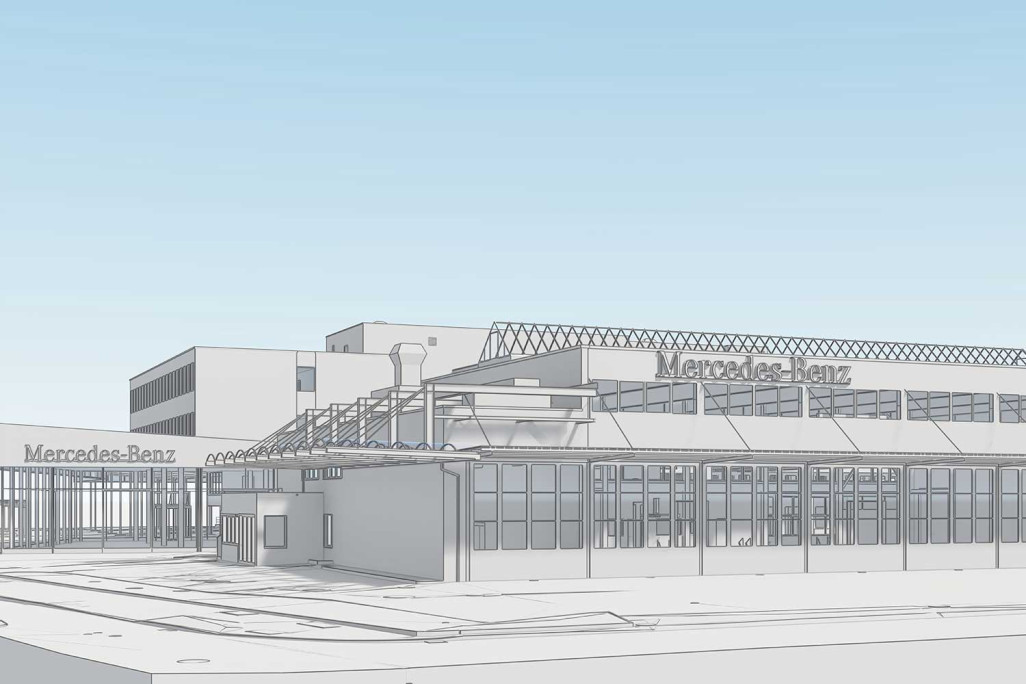 Zürich ZH, 3D-Modellierung vom Standort Mercedes-Benz Automobil AG, HMQ AG