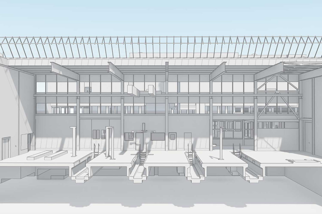 Zürich ZH, 3D-Schnitt durch Gebäude von Mercedes-Benz Automobil AG, HMQ AG
