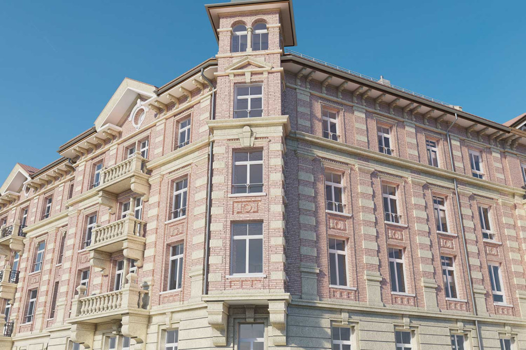 St. Gallen, Wohn- und Geschäftshaus, Gebäudeaufnahme 3D-Modell Ansichten, HMQ AG