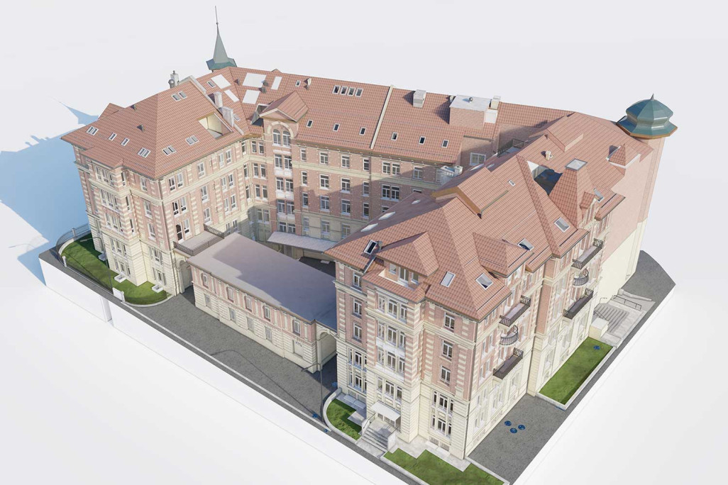 St. Gallen, Wohn- und Geschäftshaus, Gebäudeaufnahme 3D-Modell, HMQ AG