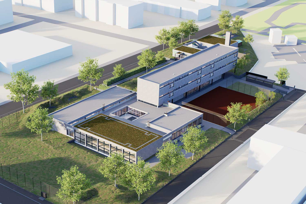 Gebäudevermessung in 3D, Schulhaus Blumenfeld in Zuchwil, HMQ AG