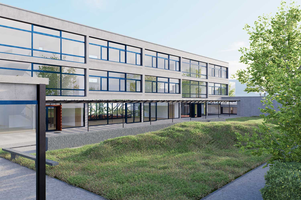 3D-Modell in ArchiCAD vom Schulhaus Blumenfeld in Zuchwil, HMQ AG