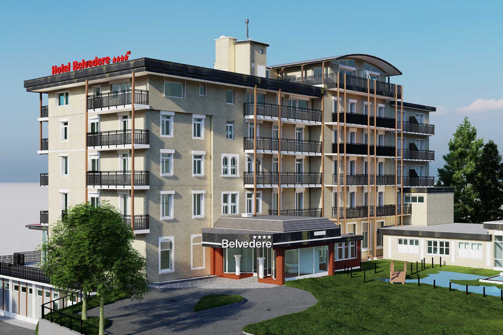 Gebäudevermessung und 3D-Modellierung von Hotel Belvedere in Grindelwald, HMQ AG