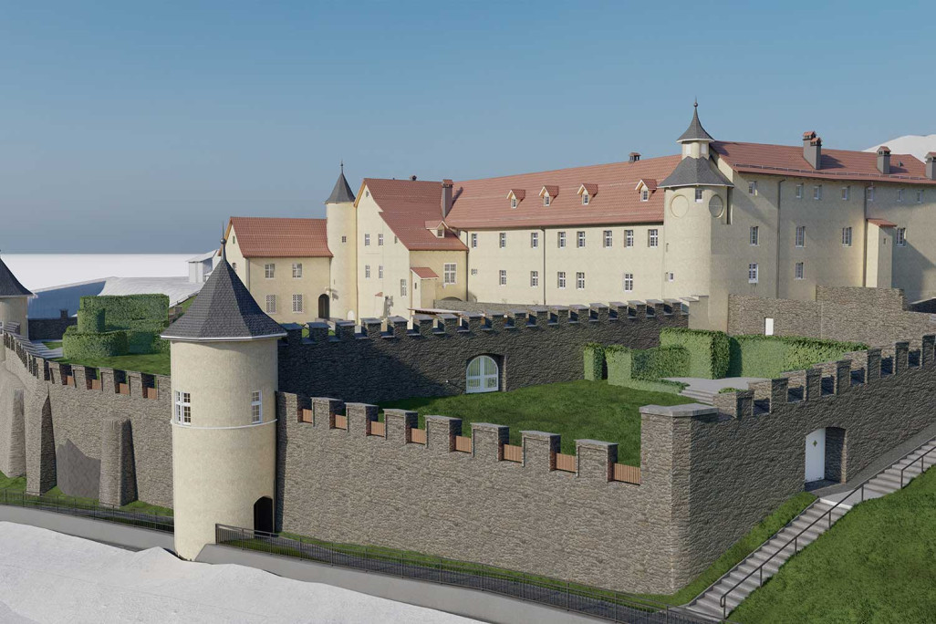 Schloss Haldenstein in Graubünden, 3D-Modell, HMQ AG