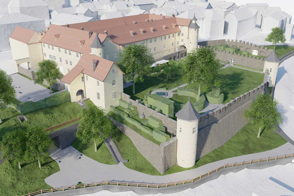 Schloss Haldenstein in Graubünden, 3D-Modellierung Schlossanlage, HMQ AG