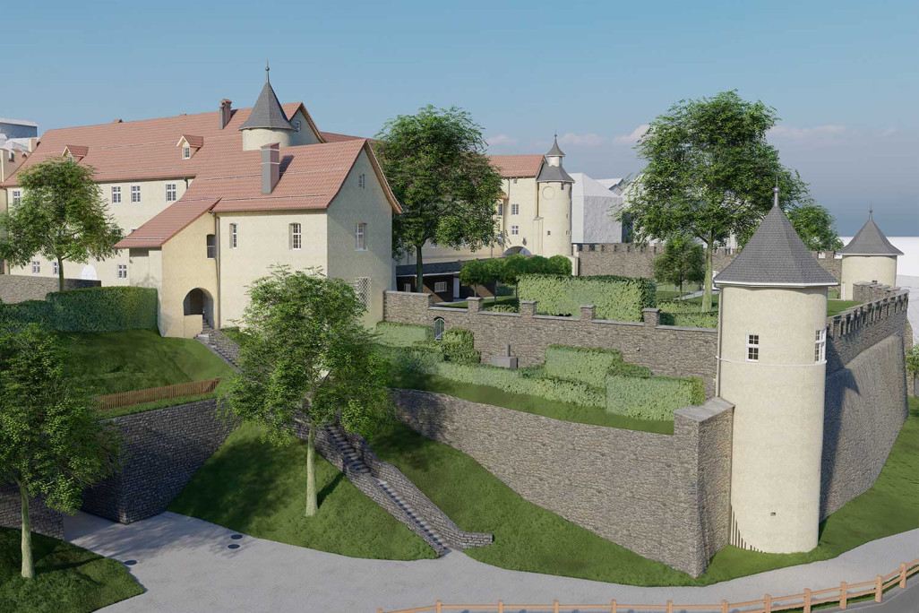 Schloss Haldenstein in Graubünden, Gebäudevermessung 3D-Modell, HMQ AG