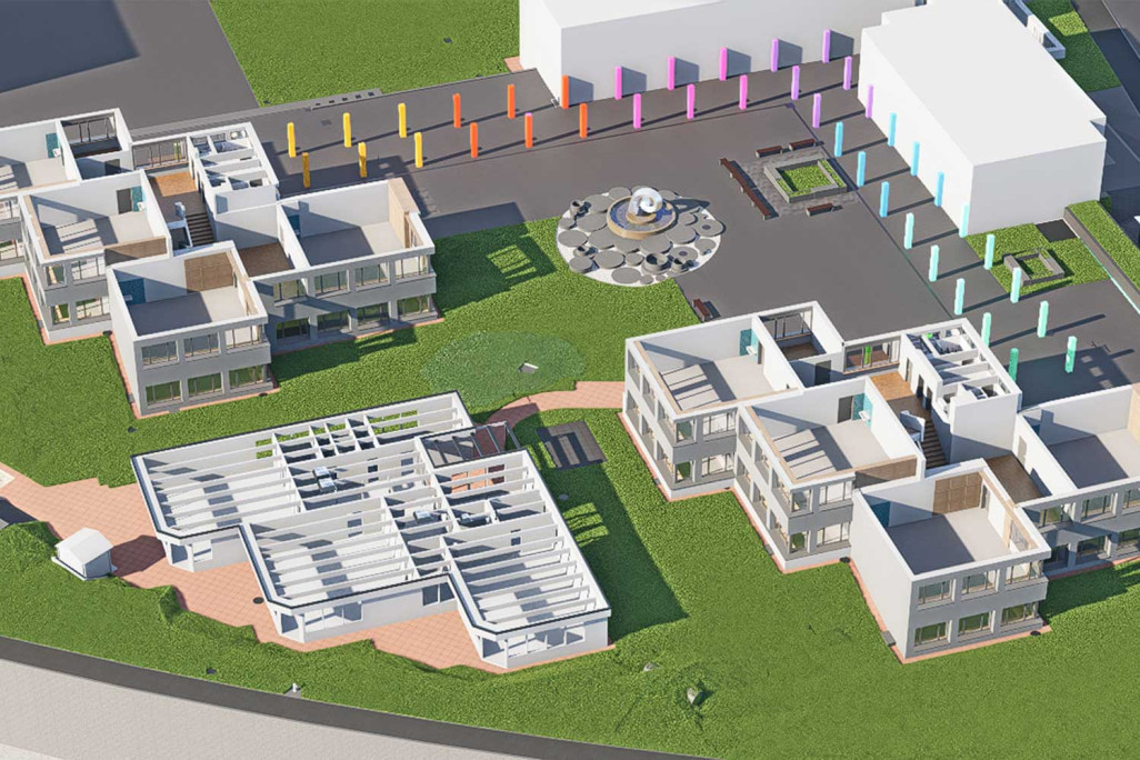 Dietikon ZH, Schulanlage Luberzen, 3D-Grundriss aus Gebäudevermessung, HMQ AG