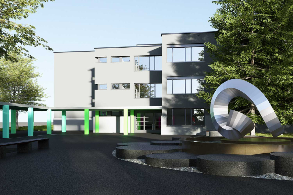 Dietikon ZH, Schulanlage Luberzen, 3D-Modell aus Gebäudevermessung, HMQ AG