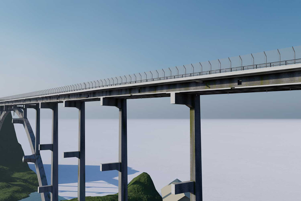 St. Gallen, Fürstenlandbrücke 3D-Längsschnitt aus 3D-Modell, HMQ AG